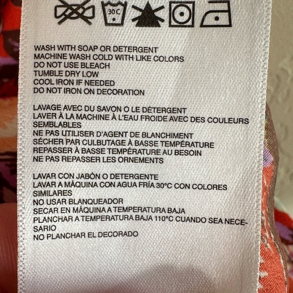 Roxy Orange Floral Slip Dress with Ruched Front Bodice and Gold Zipper Sz M - Picture 11 of 11